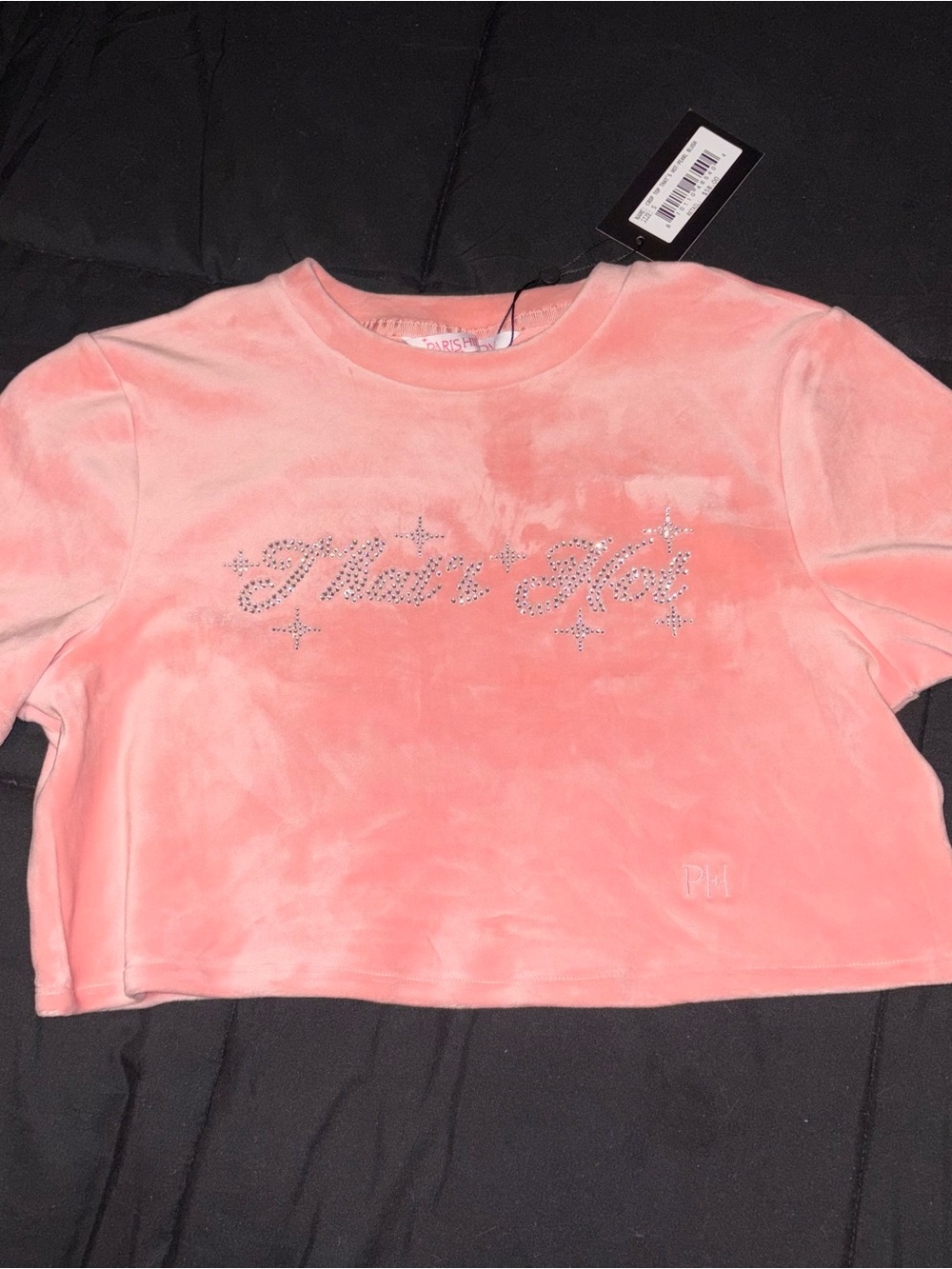 NWT Paris Hilton pink velvet ‘That’s Hot’ crop top size S